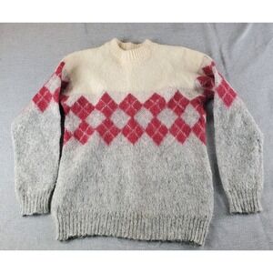 Samband Of Island Sweater Womens S Ivory Wool Fair Isle Long Sleeve Grannycore